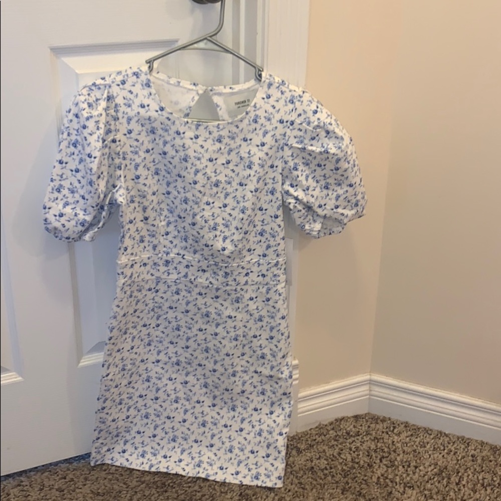 White and blue dress